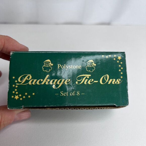 Set of 8 NEW Miniature 1” Christmas Ornaments Package Tie - Ons Black Santa - Picture 13 of 13